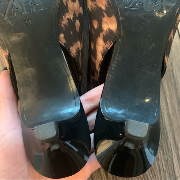 Zara satin leopard print kitten heel - size 38 - Picture 5 of 5